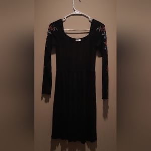 Black midi dress with floral print